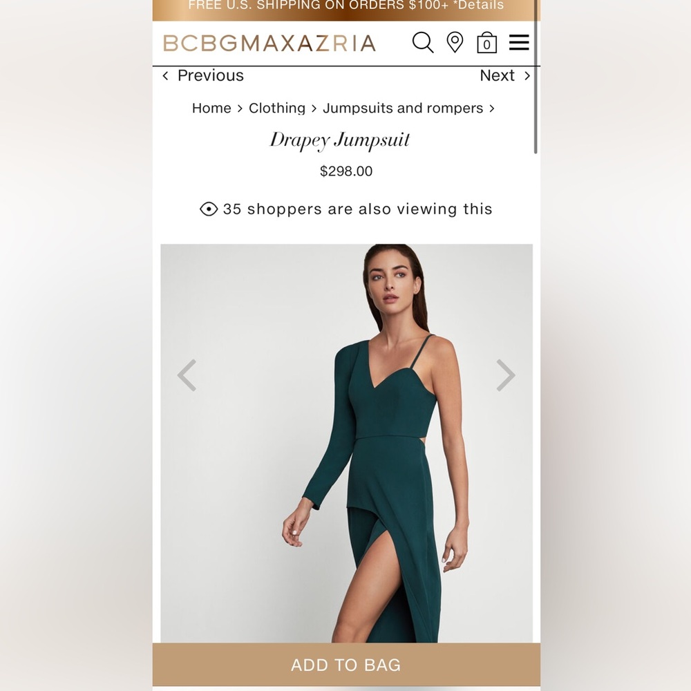 BCBGMAXAZRIA Drapey Jumpsuit XS